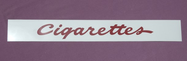 National Cigarette Machine Marquee Decal - Red Script Lettering