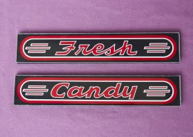 Post-War Stoner/Univendor Theater "Fresh Candy" Marquee Display Glass Set