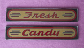Post-War Stoner/Univendor Theater "Fresh Candy" Marquee Display Glass Set - Old Style