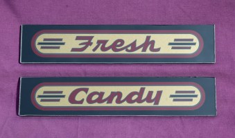 Stoner Pre-War Theater Marquee "Fresh Candy" Glass Set